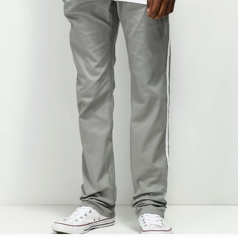Empyre Sledgehammer Grey Straight Pants with White Stripes